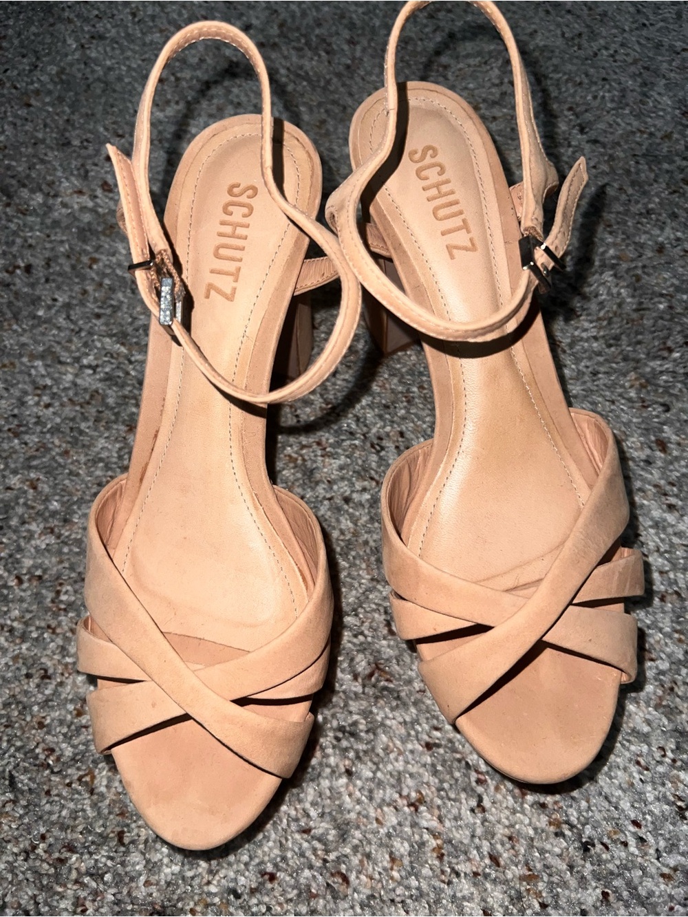 SCHUTZ Beige Crisscross Slingback Sandals